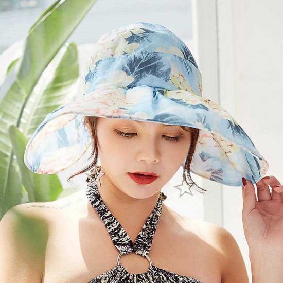 Women Adjustable Wide Brim UV Protection Summer Sun Hat Beach Visor Cap UPF 50+