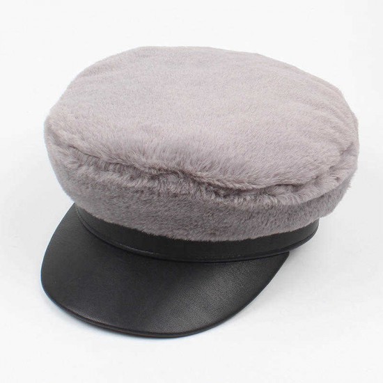 Women Artificial Rabbit Hair French Painter Beret Hat Outdoor Leisure Newsboy Caps