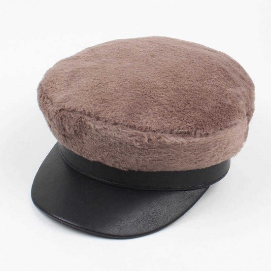 Women Artificial Rabbit Hair French Painter Beret Hat Outdoor Leisure Newsboy Caps