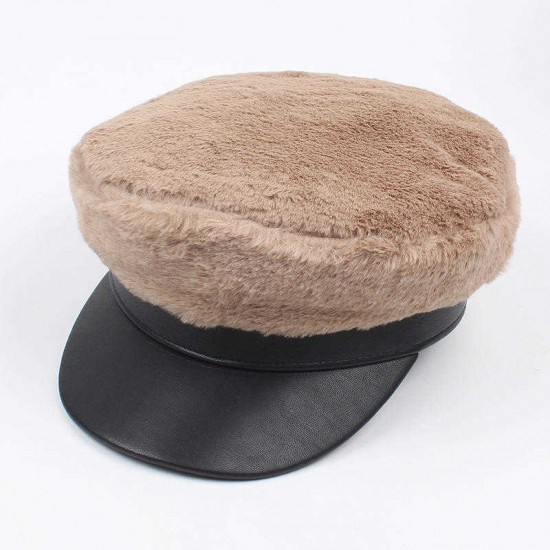 Women Artificial Rabbit Hair French Painter Beret Hat Outdoor Leisure Newsboy Caps