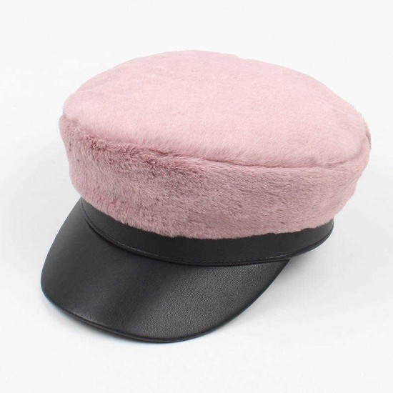 Women Artificial Rabbit Hair French Painter Beret Hat Outdoor Leisure Newsboy Caps