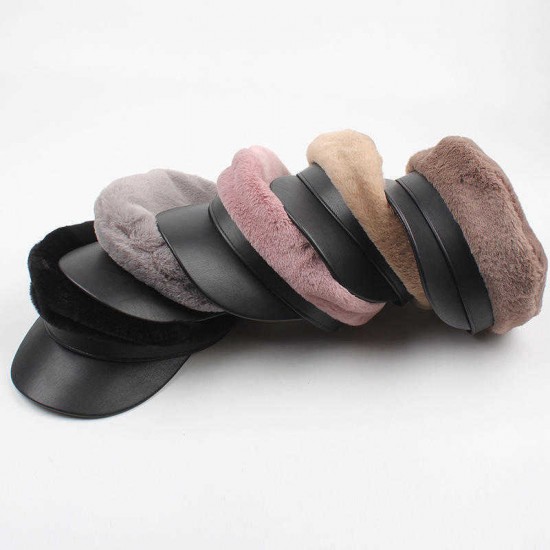 Women Artificial Rabbit Hair French Painter Beret Hat Outdoor Leisure Newsboy Caps