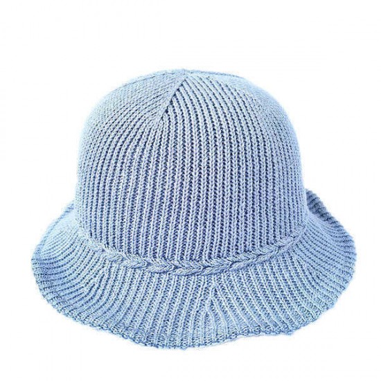 Women Autumn Crochet Knitted Bucket Hat Cotton Foldable Sunscreen Beach Hat