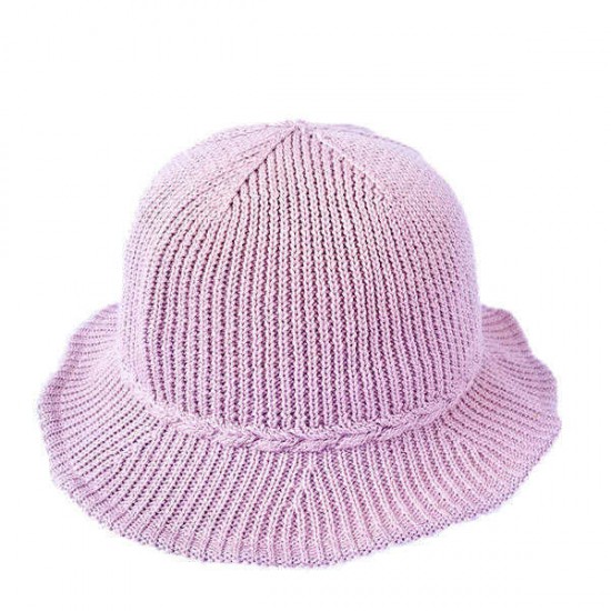 Women Autumn Crochet Knitted Bucket Hat Cotton Foldable Sunscreen Beach Hat