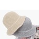 Women Autumn Crochet Knitted Bucket Hat Cotton Foldable Sunscreen Beach Hat