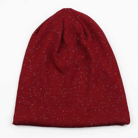 Women Autumn Warm Beanies Cap Solid Color Flexible Hip-hop Skullies Bonnet