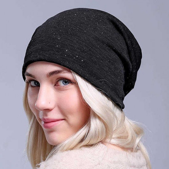 Women Autumn Warm Beanies Cap Solid Color Flexible Hip-hop Skullies Bonnet