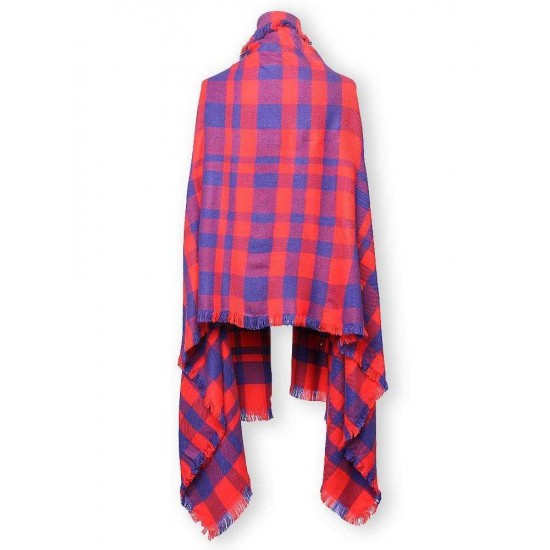 Women Autumn Winter Grid Long Wool Scarf Shawl