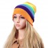 Women Beanies Striped Rainbow Colors Hat Cotton Knitted Hats Soft Beanie Gorro Cap