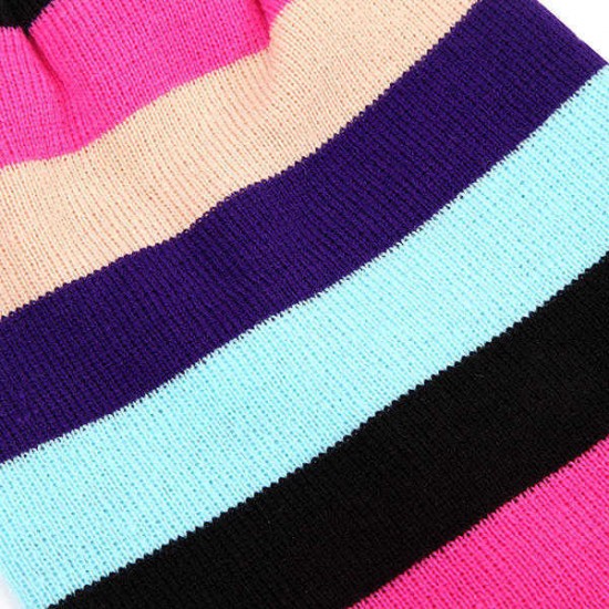 Women Beanies Striped Rainbow Colors Hat Cotton Knitted Hats Soft Beanie Gorro Cap