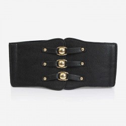 Women Black Super Wide Elastic Waistband Bellt Accessories Waist Belt