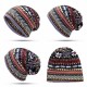 Women Bohemian Ethnic Multi-purpose Print Beanie Hat Scarf Double Layers Skullcap