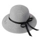 Women Bow Foldable Sunscreen Bucket Straw Hat Outdoor Casual Travel Beach Sea Floppy Hat