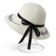 Women Bow Foldable Sunscreen Bucket Straw Hat Outdoor Casual Travel Beach Sea Floppy Hat