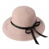 Women Bow Foldable Sunscreen Bucket Straw Hat Outdoor Casual Travel Beach Sea Floppy Hat