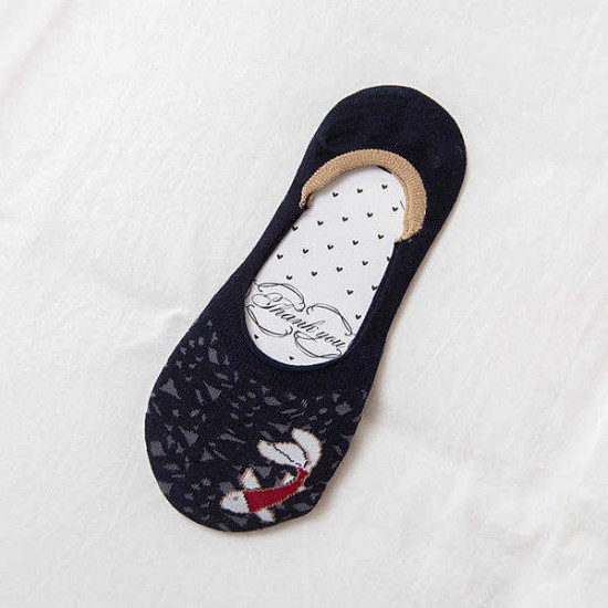 Women Breathable Cotton Ankle Socks Anti-skid Sock Cute Cartoon Boat Socks