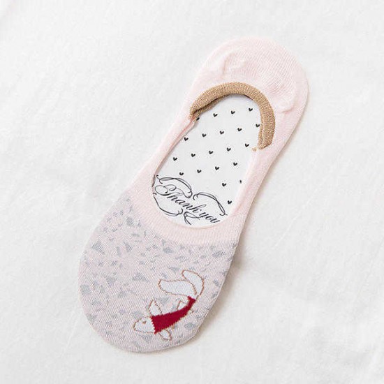 Women Breathable Cotton Ankle Socks Anti-skid Sock Cute Cartoon Boat Socks