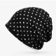 Women Breathable Cotton Double Use Turban Collar Pregnant Wave Point Beanie Hats