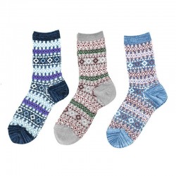 Women Breathable Cotton Ethnic Jacquard Middle Tube Socks