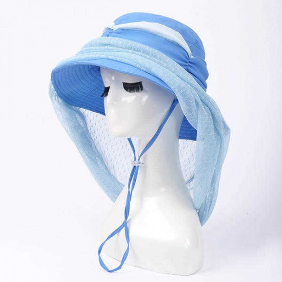 Women Breathable Face Neck Protection Beach Hat Outdoor Foldable Sunshade Bucket Cap