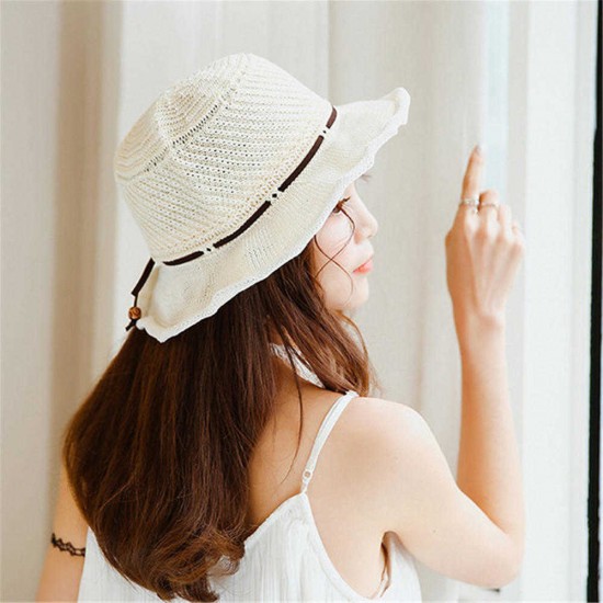 Women Breathable Knitted Sunscreen Fisherman Hat Casual Travel Shoppping Visor Bucket Hat