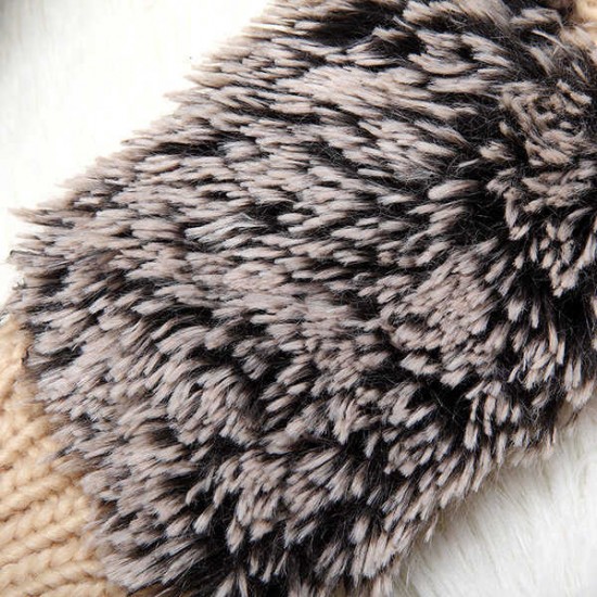 Women Cartoon Hedgehog Gloves Knitting Thickening Cute Mouse Gloves Winter Girls Finger Mittens