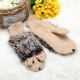 Women Cartoon Hedgehog Gloves Knitting Thickening Cute Mouse Gloves Winter Girls Finger Mittens