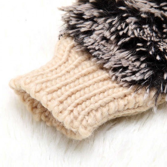 Women Cartoon Hedgehog Gloves Knitting Thickening Cute Mouse Gloves Winter Girls Finger Mittens