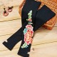 Women Cashmere Embroidered Flowers Velvet Warm Long Sleeves Half Finger Wrist Glove