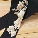 Women Cashmere Embroidered Flowers Velvet Warm Long Sleeves Half Finger Wrist Glove