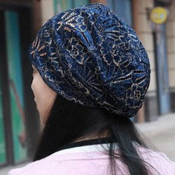 Women Casual Lace Breathable Rhinestone Beanie Cap Vintage Earmuffs Flexible Turban Hat