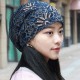 Women Casual Lace Breathable Rhinestone Beanie Cap Vintage Earmuffs Flexible Turban Hat