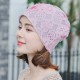 Women Casual Lace Cotton Double Layers Chemical Turban Outdoor Hollow Out Beanie Cap