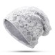 Women Casual Lace Cotton Double Layers Chemical Turban Outdoor Hollow Out Beanie Cap