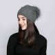 Women Casual Warm Wool Knitted Hat Detachable Pompom Knit Beanie Cap