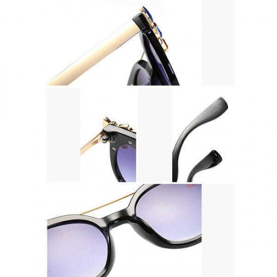 Women Cat Eye Crystal Frame Anti-UV Sun Glassess Vintage Outdooors Eye Wear