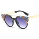 Women Cat Eye Crystal Frame Anti-UV Sun Glassess Vintage Outdooors Eye Wear