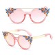 Women Cat Eye Crystal Frame Anti-UV Sun Glassess Vintage Outdooors Eye Wear