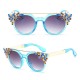 Women Cat Eye Crystal Frame Anti-UV Sun Glassess Vintage Outdooors Eye Wear