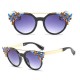 Women Cat Eye Crystal Frame Anti-UV Sun Glassess Vintage Outdooors Eye Wear