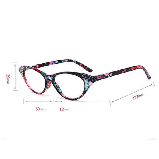 Women Cat Eye Flower Frame Reading Glasses Pressure Reduce Presbyopic Glasses