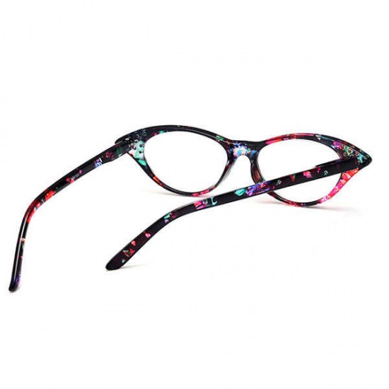 Women Cat Eye Flower Frame Reading Glasses Pressure Reduce Presbyopic Glasses