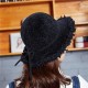 Women Chenille Foldable Bucket Hat Bow Fisheman Hat