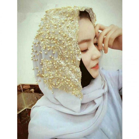 Women Chiffon Beaded Headband Scarf Arabian Hat Arab Wrap Scarf Turban Hat Shawl