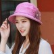 Women Chiffon Breathable UV Protection Bucket Cap with Flower Large Brim Sun Hat