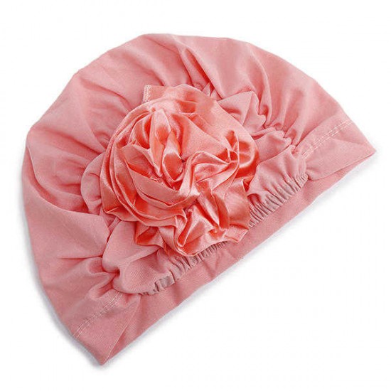 Women Chiffon Flower Breathable Beanie Hats Solid Casual Outdoor Adjustable Bonnet Cap