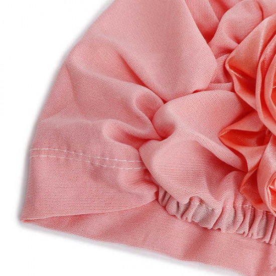 Women Chiffon Flower Breathable Beanie Hats Solid Casual Outdoor Adjustable Bonnet Cap