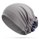 Women Chiffon Flower Breathable Beanie Hats Solid Casual Outdoor Adjustable Bonnet Cap