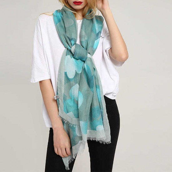 Women Chiffon Hearts Printting Infinity Scarf Fashion Summer Breathable Plus Size Shawl