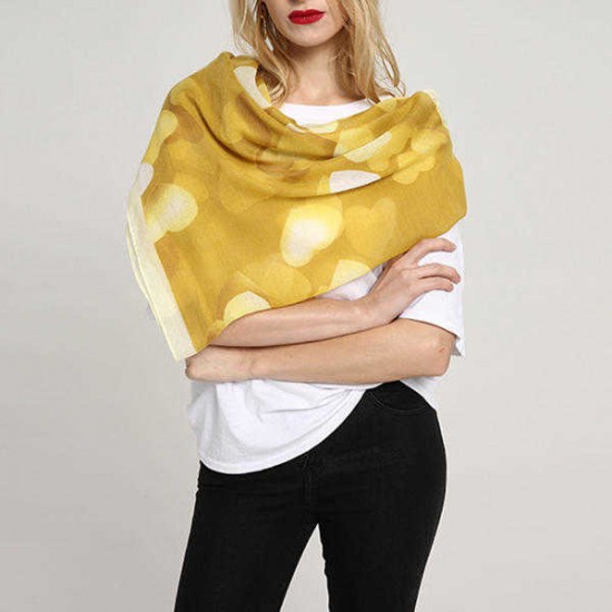 Women Chiffon Hearts Printting Infinity Scarf Fashion Summer Breathable Plus Size Shawl